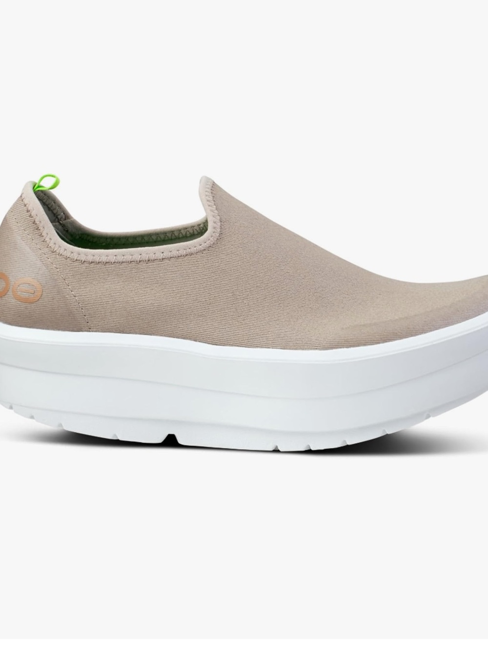 OOFOS Women's Low Recovery Slip-On in Taupe with White Sole